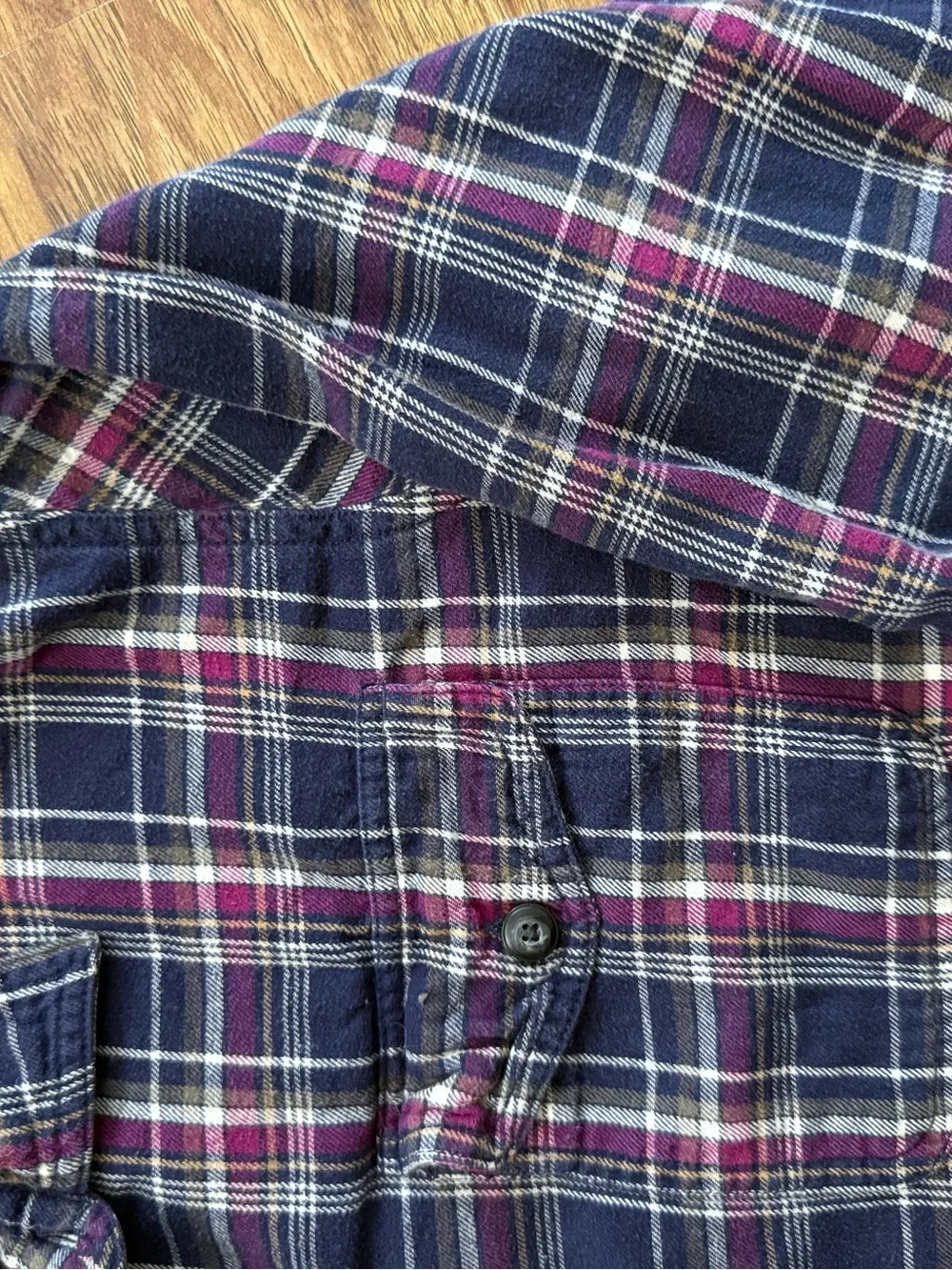 Sonoma Navy and Burgundy Plaid Button-Down Shirt